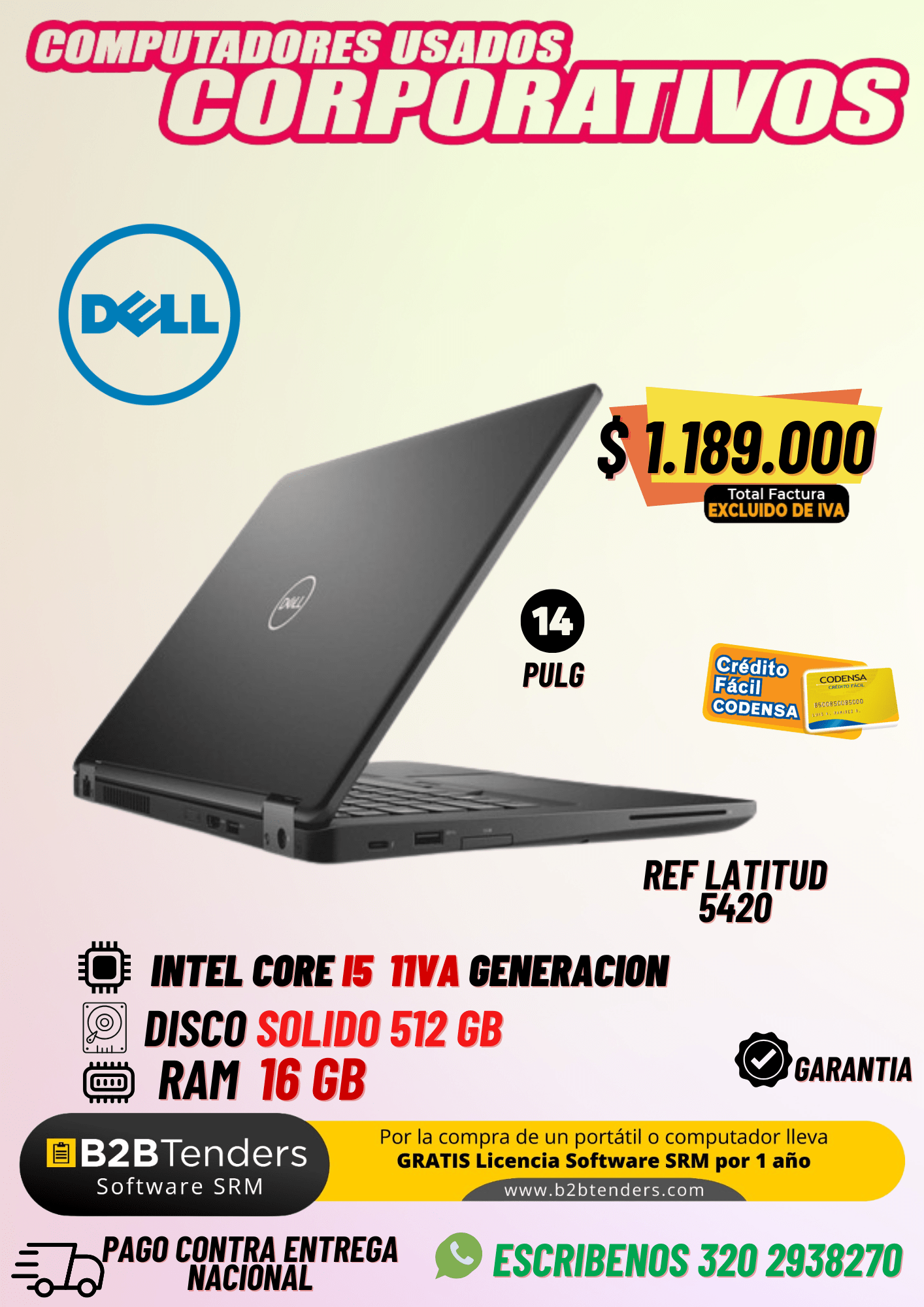 Dell Latitude 5420 Usado | i5 11ª Gen, 16GB RAM, SSD 512GB | IVA incluido